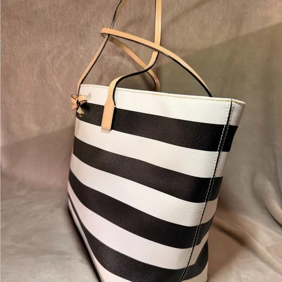 NWOT Kate Spade Boutique Striped Saffiano Leather Bow Tote Authentic Retail Line - Picture 6 of 8
